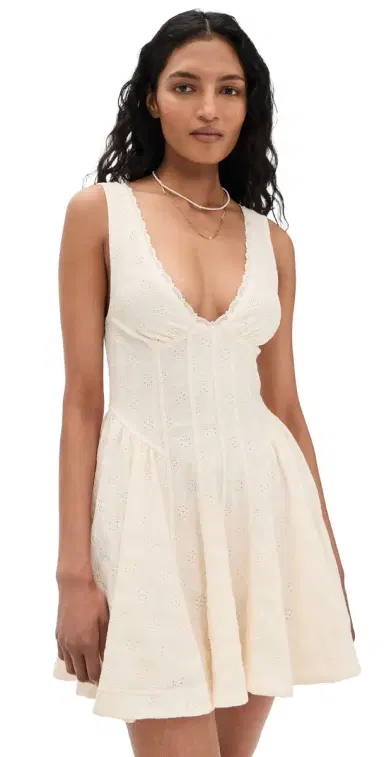 Free People Can't Help It Mini Dress Champagne Sugar Comb | Thumbnail 1 Free People Can't Help It Mini Dress Champagne Sugar Comb | Thumbnail 1