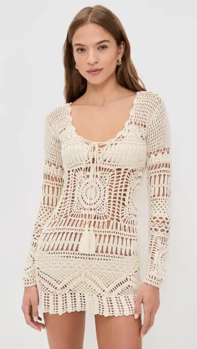 Poupette St Barth Kaia ong Sleeve Tunic Dress White | Thumbnail 2 Poupette St Barth Kaia ong Sleeve Tunic Dress White | Thumbnail 2