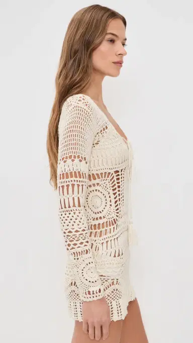 Poupette St Barth Kaia ong Sleeve Tunic Dress White | Thumbnail 4 Poupette St Barth Kaia ong Sleeve Tunic Dress White | Thumbnail 4