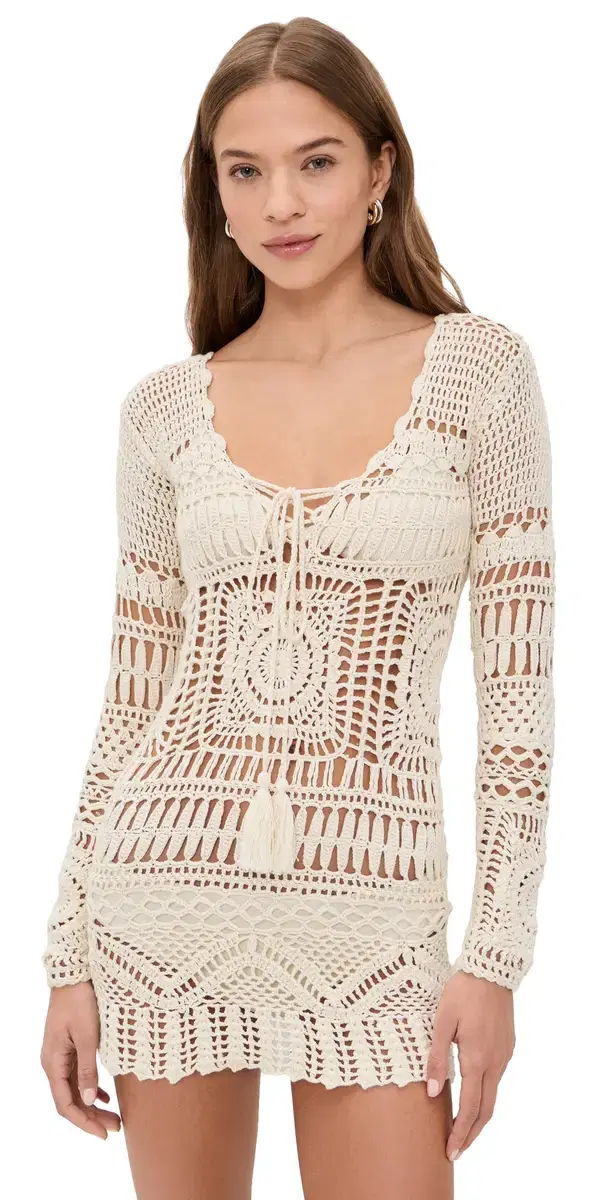 Poupette St Barth Kaia ong Sleeve Tunic Dress White