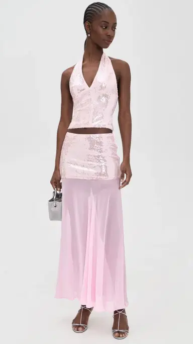 Runaway the Label Adeluna Sheer Bottom Maxi Skirt Light Pink | Thumbnail 5 Runaway the Label Adeluna Sheer Bottom Maxi Skirt Light Pink | Thumbnail 5