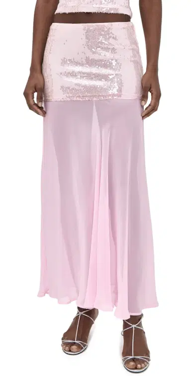 Runaway the Label Adeluna Sheer Bottom Maxi Skirt Light Pink | Thumbnail 1 Runaway the Label Adeluna Sheer Bottom Maxi Skirt Light Pink | Thumbnail 1
