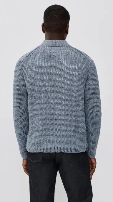 Les Deux Gerald Long Sleeve Loose Knit Shirt Dark Denim Blue M | Thumbnail 3