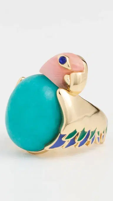 Lele Sadoughi Eileen Parrot Ring Turquoise One Size | Thumbnail 4