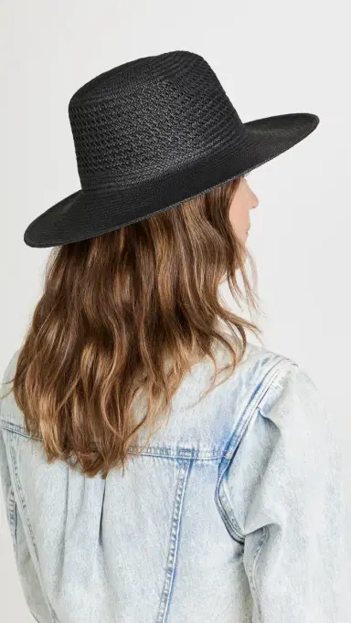 Hat Attack Vented Luxe Packable Straw Hat Black One Size | Thumbnail 4