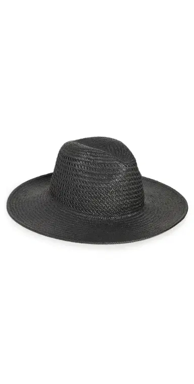 Hat Attack Vented Luxe Packable Straw Hat Black One Size | Thumbnail 1