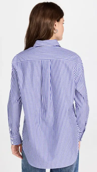 rag & bone ICON Maxine Button Down Shirt Blue tripe | Thumbnail 3