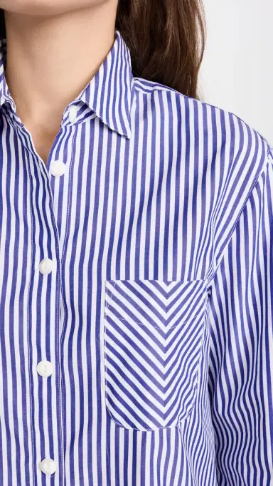 rag & bone ICON Maxine Button Down Shirt Blue tripe | Thumbnail 6