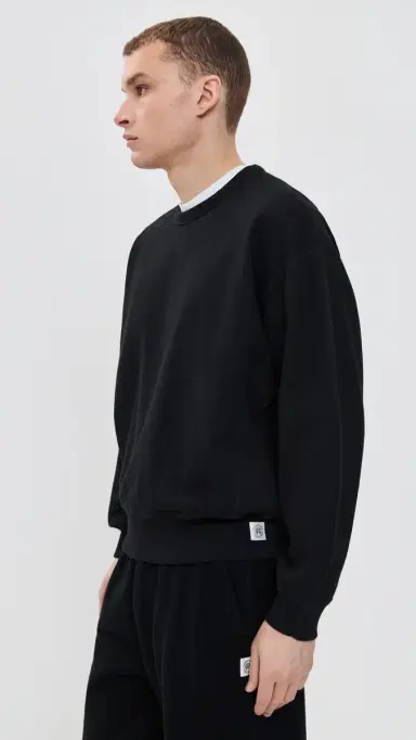 REIGNING CHAMP Mid-Weight Terry Relaxed Crew Neck Black | Thumbnail 4