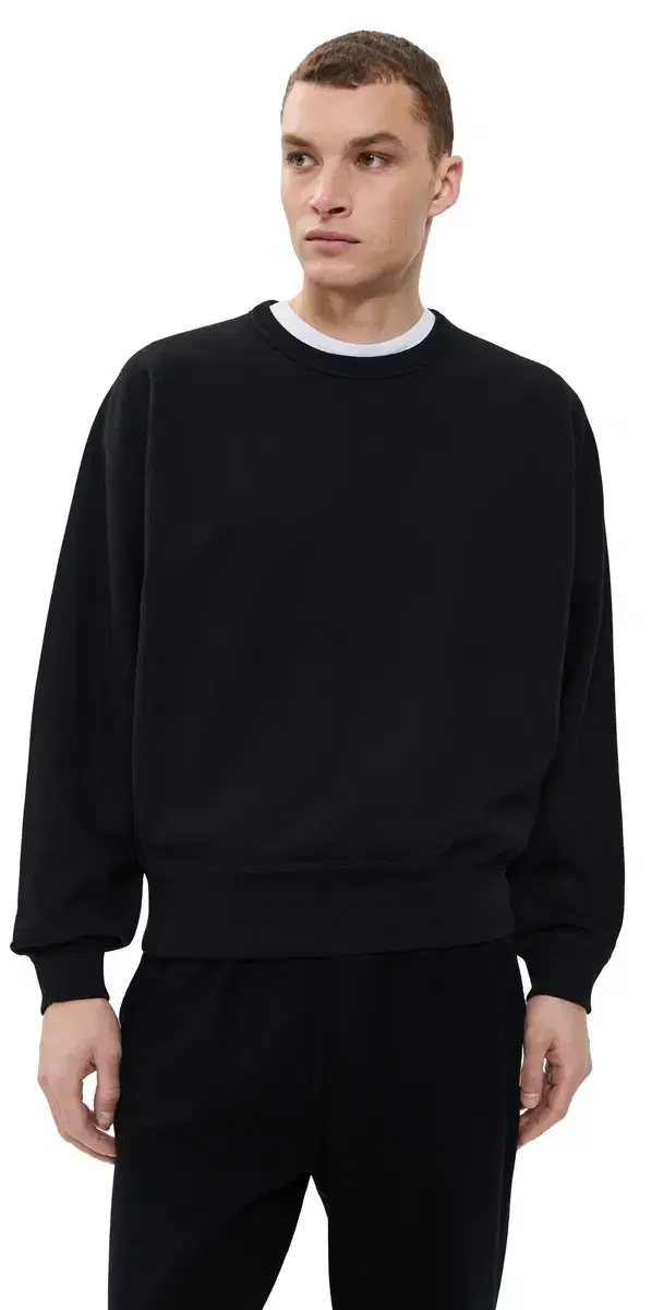 id-Weight Terry Relaxed Crew Neck Black