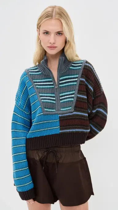 STAUD Cropped Hampton Sweater Zuma Stripe Multi | Thumbnail 2
