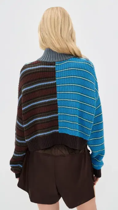 STAUD Cropped Hampton Sweater Zuma Stripe Multi | Thumbnail 3