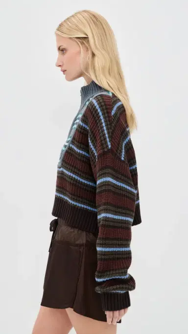 STAUD Cropped Hampton Sweater Zuma Stripe Multi | Thumbnail 4