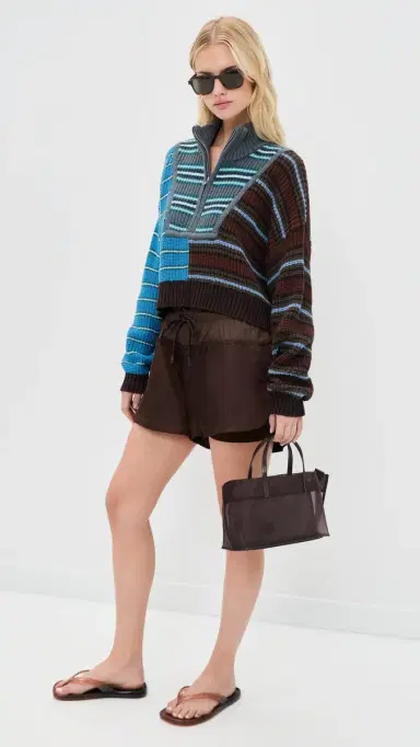 STAUD Cropped Hampton Sweater Zuma Stripe Multi | Thumbnail 5