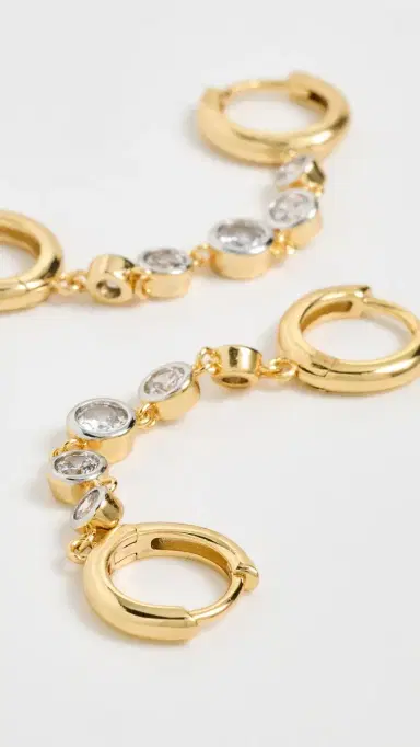 Luv Aj The Georgia Stone Gold Huggies Set Gold One Size | Thumbnail 4
