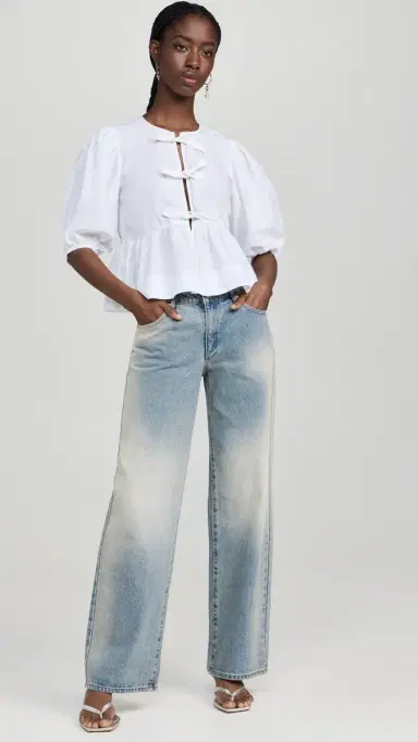 GANNI Cotton Poplin Peplum Blouse Bright White | Thumbnail 5 GANNI Cotton Poplin Peplum Blouse Bright White | Thumbnail 5