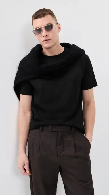 Theory Precise Rib Cotton Tee Black L | Thumbnail 2 Theory Precise Rib Cotton Tee Black L | Thumbnail 2