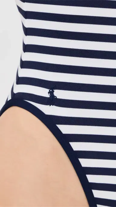 Polo Ralph Lauren Pique Stripe Scoop Tank One Piece White/Navy | Thumbnail 6