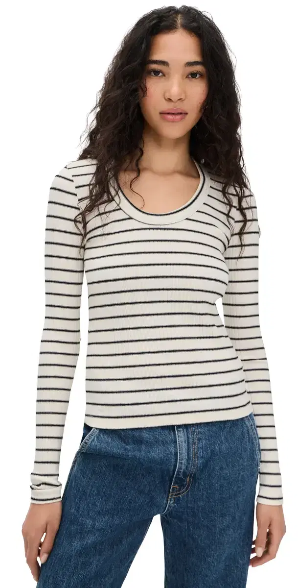 Joanna Long leeve Tee Natural/Black