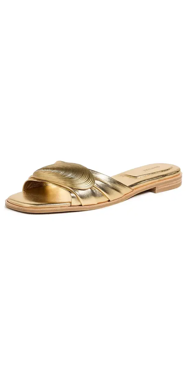 Gigi Oyster Metallic Leather Sandals Gold