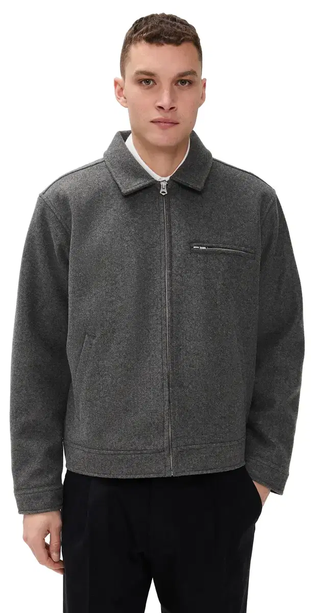 Obey enox Zip Up Work Jacket Dark Grey Melange