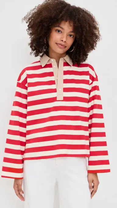 State & Lake Bobbi Polo Red/Ivory L | Thumbnail 2 State & Lake Bobbi Polo Red/Ivory L | Thumbnail 2