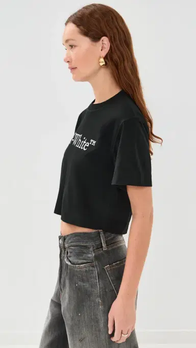 Off-White Big Logo Bookish Crop Tee Black/White S | Thumbnail 4
