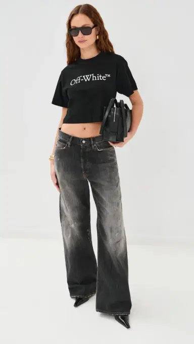 Off-White Big Logo Bookish Crop Tee Black/White S | Thumbnail 5