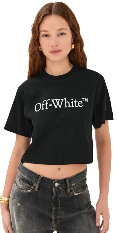 Off-White Big Logo Bookish Crop Tee Black/White S | Thumbnail 1