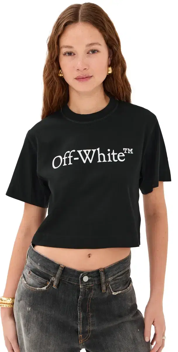 Off-White Big ogo Bookish Crop Tee Black/White