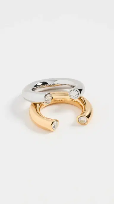 DEMARSON Miley Stackable Rings 12K Shiny Gold/Ir/Crystal | Thumbnail 2