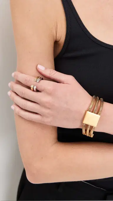DEMARSON Miley Stackable Rings 12K Shiny Gold/Ir/Crystal | Thumbnail 3