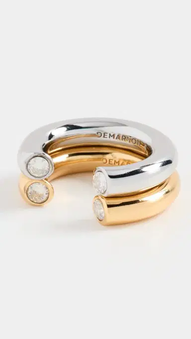 DEMARSON Miley Stackable Rings 12K Shiny Gold/Ir/Crystal | Thumbnail 4