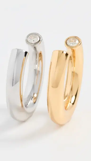 DEMARSON Miley Stackable Rings 12K Shiny Gold/Ir/Crystal | Thumbnail 5