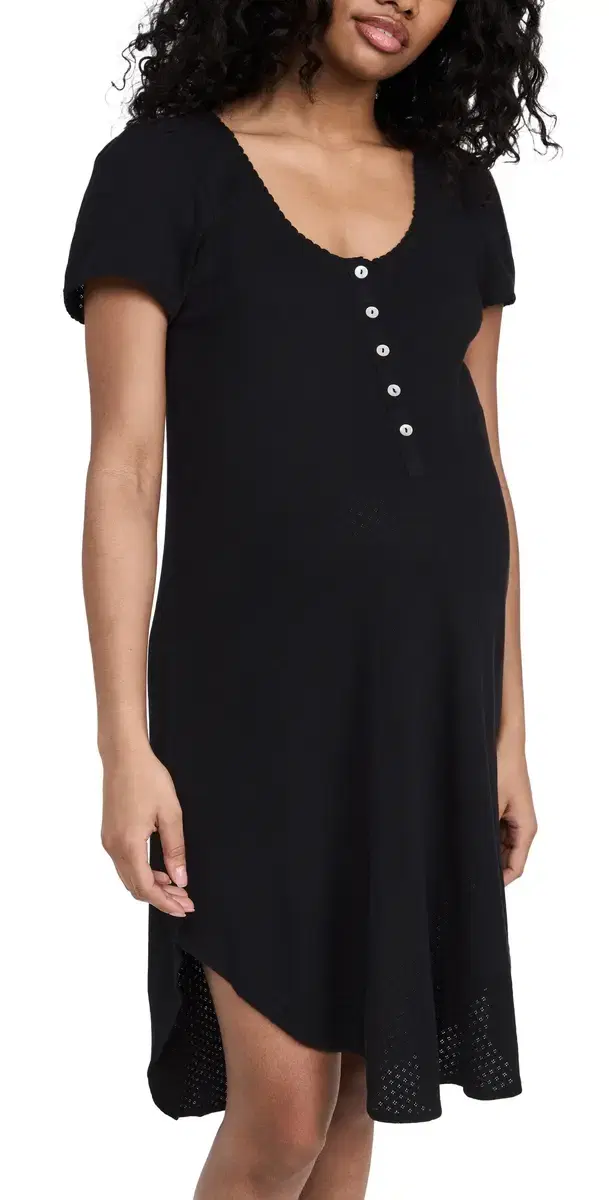 The Pointelle Nightgown Black