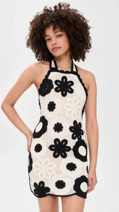 Show Me Your Mumu Happy Halter Mini Dress Toasted Coconut Crochet L | Thumbnail 2