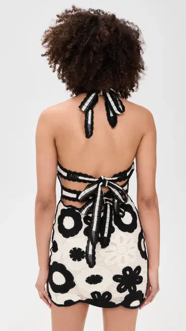 Show Me Your Mumu Happy Halter Mini Dress Toasted Coconut Crochet L | Thumbnail 3