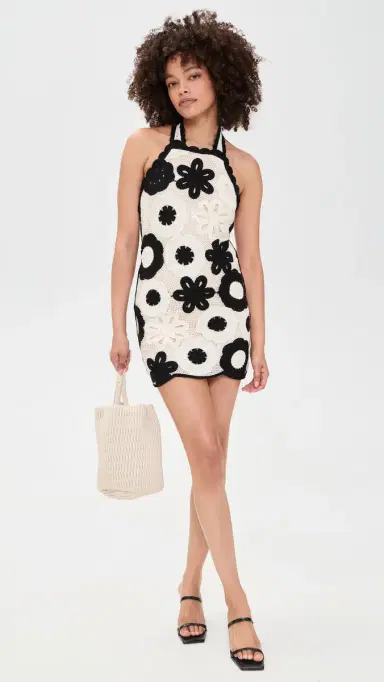 Show Me Your Mumu Happy Halter Mini Dress Toasted Coconut Crochet L | Thumbnail 5