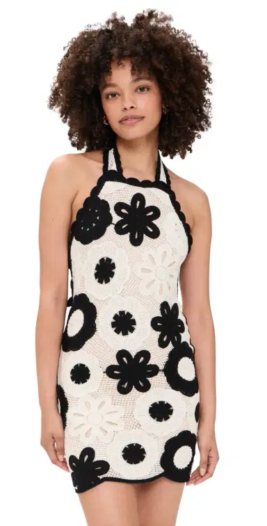 Show Me Your Mumu Happy Halter Mini Dress Toasted Coconut Crochet L | Thumbnail 1