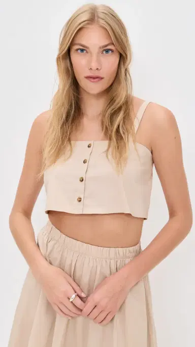 LE BOP Martha Poplin Crop Top Khaki M | Thumbnail 2