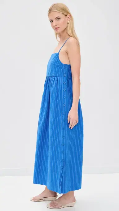 The Tiny Big Sister Striped Square Neck Dress Blue | Thumbnail 4 The Tiny Big Sister Striped Square Neck Dress Blue | Thumbnail 4