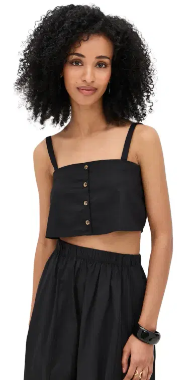 LE BOP Poplin Martha Crop Top Black | Thumbnail 1 LE BOP Poplin Martha Crop Top Black | Thumbnail 1