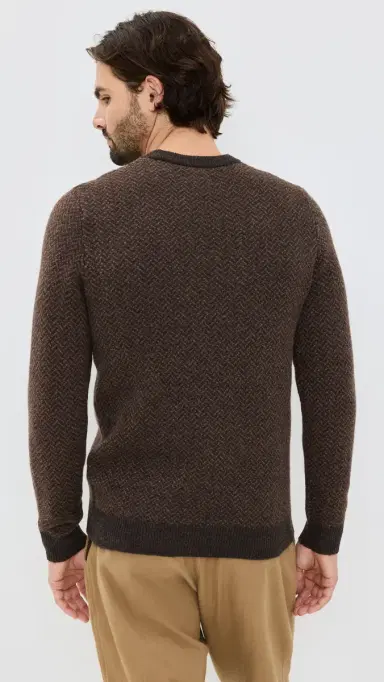 Taylor Stitch Eddy Herringbone Crewneck Sweater Coffee Herringbone 38 | Thumbnail 3 Taylor Stitch Eddy Herringbone Crewneck Sweater Coffee Herringbone 38 | Thumbnail 3