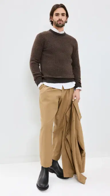 Taylor Stitch Eddy Herringbone Crewneck Sweater Coffee Herringbone 38 | Thumbnail 5 Taylor Stitch Eddy Herringbone Crewneck Sweater Coffee Herringbone 38 | Thumbnail 5