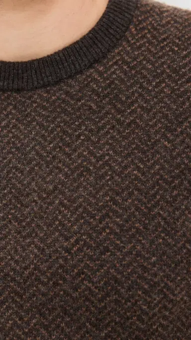 Taylor Stitch Eddy Herringbone Crewneck Sweater Coffee Herringbone 38 | Thumbnail 6 Taylor Stitch Eddy Herringbone Crewneck Sweater Coffee Herringbone 38 | Thumbnail 6