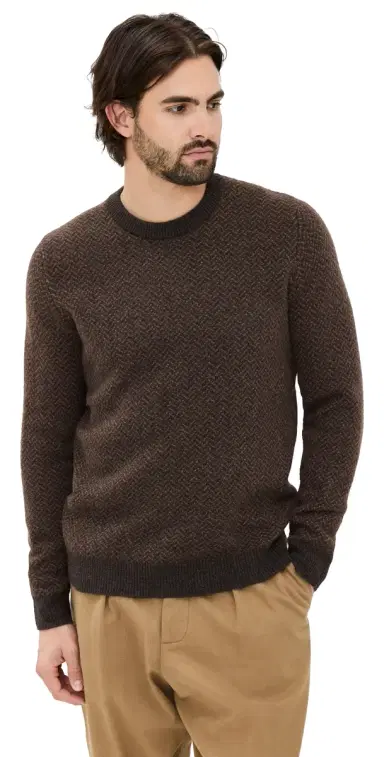 Taylor Stitch Eddy Herringbone Crewneck Sweater Coffee Herringbone 38 | Thumbnail 1 Taylor Stitch Eddy Herringbone Crewneck Sweater Coffee Herringbone 38 | Thumbnail 1