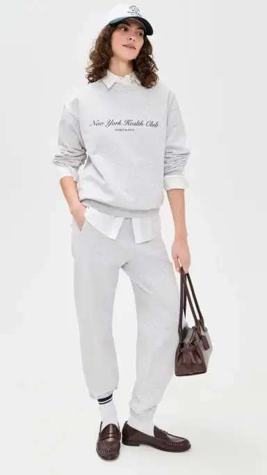 Sporty & Rich New York Health Club Crew Neck Sweatshirt Heather Gray | Thumbnail 5