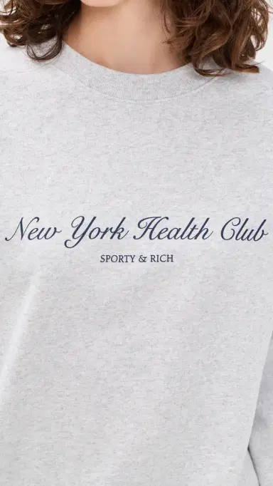 Sporty & Rich New York Health Club Crew Neck Sweatshirt Heather Gray | Thumbnail 6