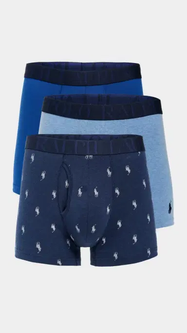 Polo Ralph Lauren Underwear Stretch Classic Fit Trunks 3 Pack Pale Royal/Monroe/Blue aturn | Thumbnail 2