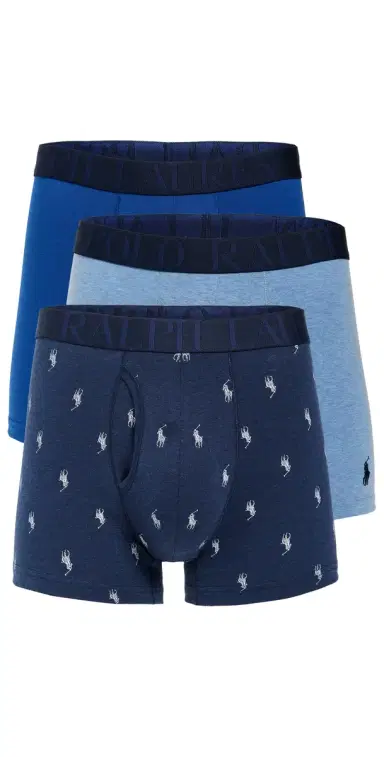 Polo Ralph Lauren Underwear Stretch Classic Fit Trunks 3 Pack Pale Royal/Monroe/Blue aturn | Thumbnail 1